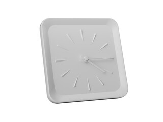 3d Simple White Square Wall Clock 4:15 Four Fifteen Quarter Past Four, 3d illustration
