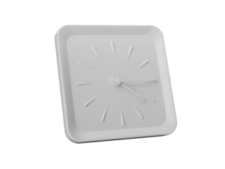 3d Simple White Square Wall Clock 4:15 Four Fifteen Quarter Past Four, 3d illustration

