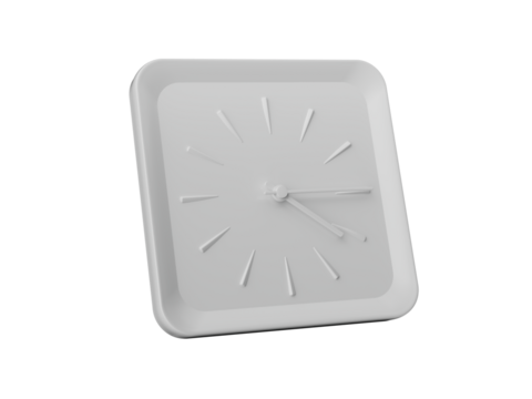 3d Simple White Square Wall Clock 4:15 Four Fifteen Quarter Past Four, 3d illustration
