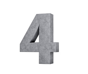 Obraz premium 3d Concrete Number Four 4 Digit Made Of Grey Concrete Stone On White Background 3d Illustration 