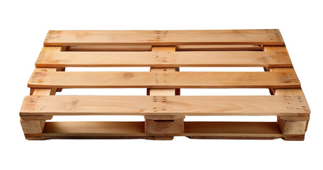 Fototapeta premium Wooden pallet on white background, used for shipping and logistics. Perfect for warehousing, storage, and transport industries.