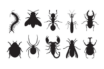 Cool insect silhouette set designs