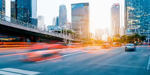 Urban traffic with light and blurred effects