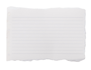 Blank torn paper sheet with writing lines, ideal for notes, reminders, or educational purposes. High-resolution stock photo for various uses.