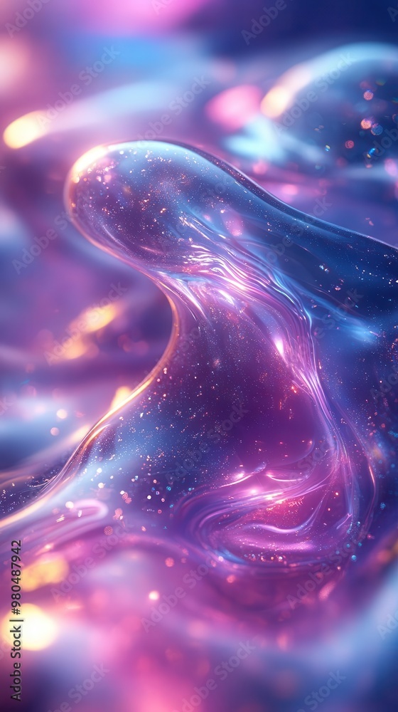 Wall mural surreal fluid waves in neon hues holographic effect creating mesmerizing abstract patterns futuristi