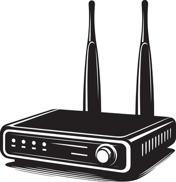 black wifi router with antennas clip art preview