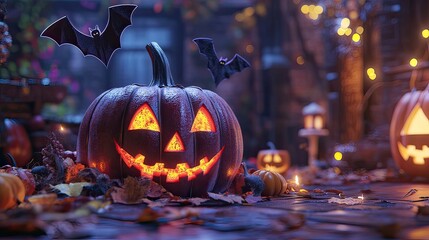halloween pumpkin on the grave