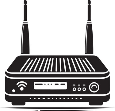black wifi router with antennas clip art preview