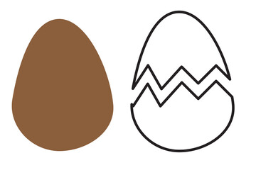 Egg and broken egg vector icons in line style design for website, app, ui, isolated on white background. Editable stroke. EPS 10 vector illustration.