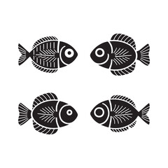 Fish skeleton set silhouette design