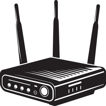 black wifi router with three antennas clip art preview
