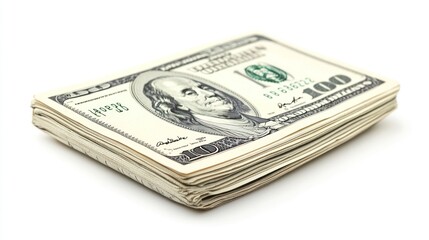 folded hundred dollar bills arranged in a neat stack with crisp edges and clear details isolated on a clean white background perfect for financial or business-related concepts