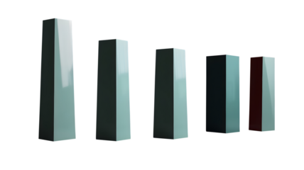 3D Bar Graph Isolated on Transparent Background