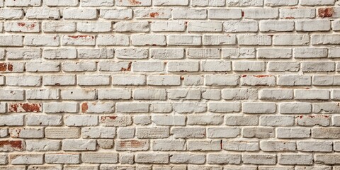 Fototapeta premium Vintage white painted brick wall background with textured surface and aged rustic charm