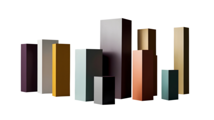 3D Bar Graph Isolated on Transparent Background
