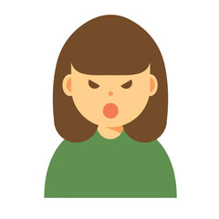 茶髪の怒った顔の女性のイラスト