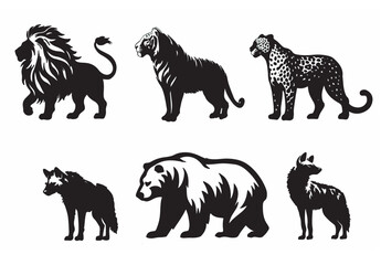 silhouette of carnivore wild animals
