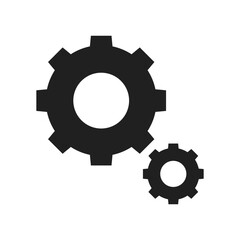 Gears icon flat vector. Settings icon. Progress or construction concept. Isolated black gear mechanism and cog wheels. Cogwheel icons UI vector.