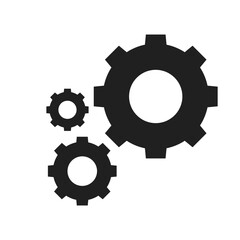 Gears icon flat vector. Settings icon. Progress or construction concept. Isolated black gear mechanism and cog wheels. Cogwheel icons UI vector.