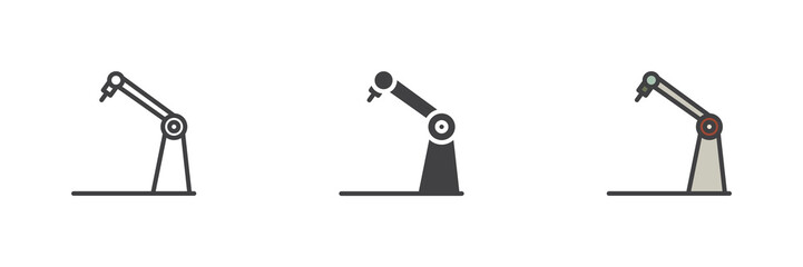 Welding robotic arm different style icon set