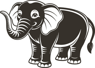 
Doodle elephant outline simple cartoon