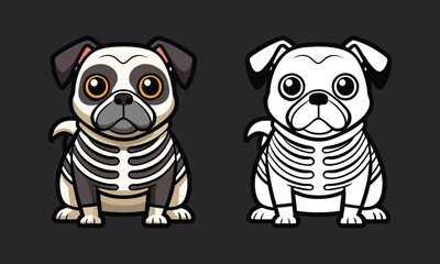 Pug cartoon dog dressed in Halloween costume 04