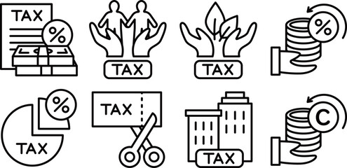 A collection of 8 tax-related icons.