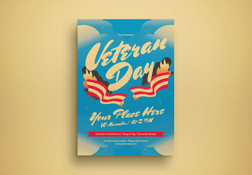 Blue Playful Veteran Day Flyer Layout