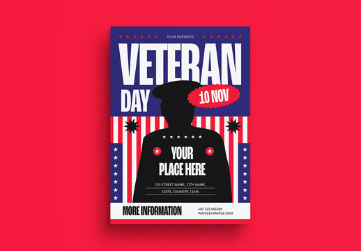 Blue Flat Design Veterans Day Flyer Layout