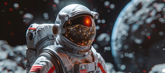 Astronaut In Space Exploring Galaxy With Planets, Stars, And Nebula A Journey Through The Cosmos