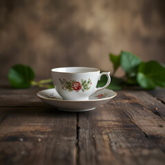 Still life with tea cup and organic background