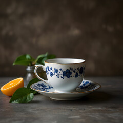 Fototapeta premium Still life with tea cup and organic background