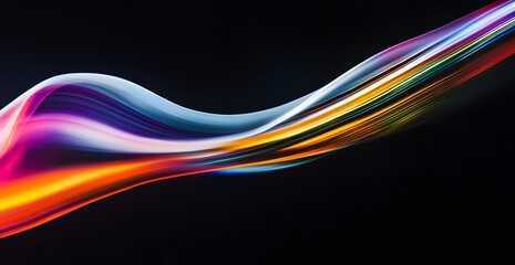 A close-up of an abstract, curved light on a black background, flowing lines of white color in the foreground. 