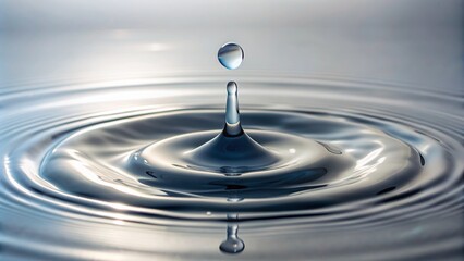 A single water droplet on a pristine white surface begins to leak, slowly spreading and forming a small puddle, demonstrating the concept of loss and conservation.