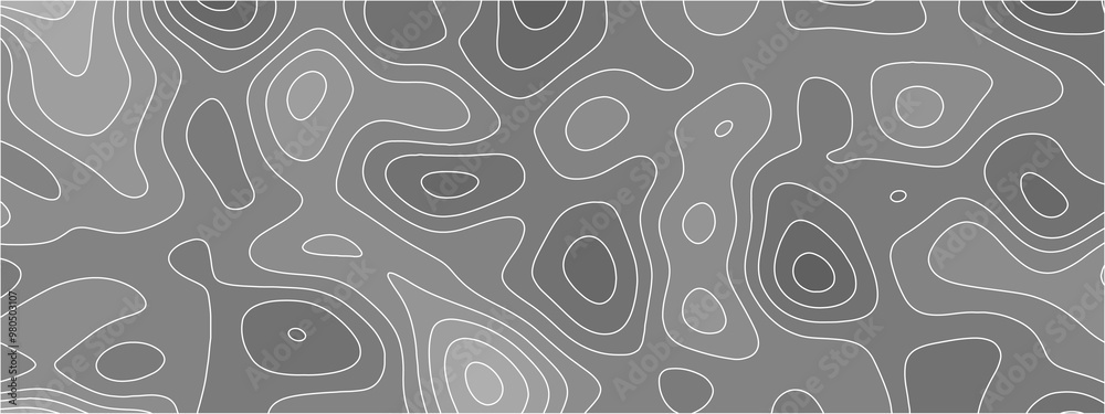 Fototapete white paper wave curve relief geometric wave grid line background. wavy topographic map and curved l