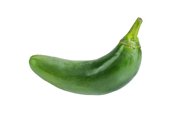 The green whole fresh jalapeno isolated