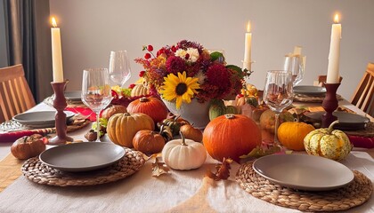 Naklejka premium Thanksgiving and Autumn decoration poster design