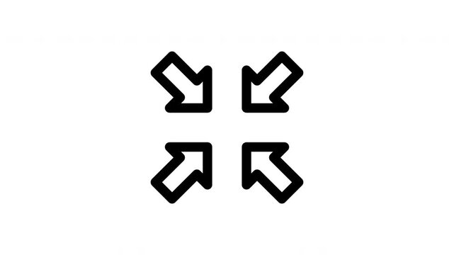 Animated minimize line icon on transparent background, arrow animation, 4k video motion graphic with alpha channel, use for web design, mobile apps, ui design