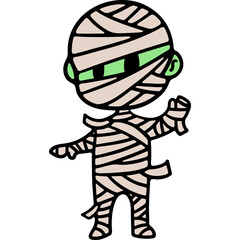 cute halloween mummy costume illustration for card website, application, printing, document, poster design, etc.