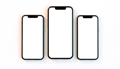 modern smartphone devices with blank screens