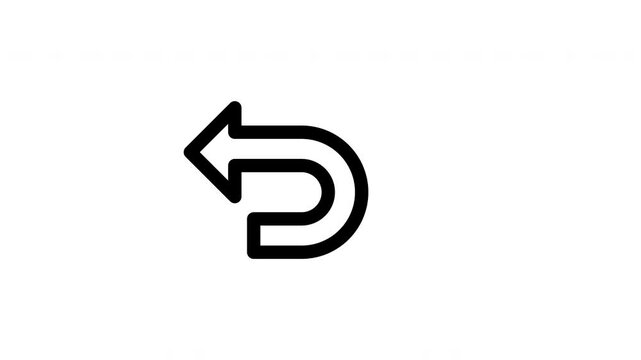Animated back line icon on transparent background, arrow animation, 4k video motion graphic with alpha channel, use for web design, mobile apps, ui design
