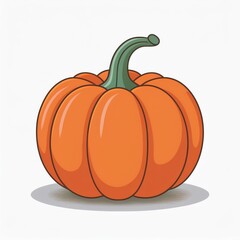 Bright Orange Harvest Pumpkin with Green Stem. Simple Drawn Illustration of a Classic Autumn Squash, Perfect for Fall and Halloween Designs. Vector Logo PNG