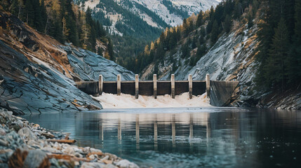 Water rushes through hydroelectric dam