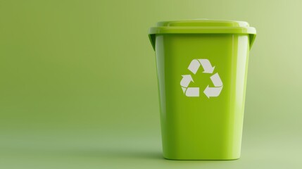 Eco-Friendly Modern Recycling Bin in 3D Render on Pale Green Background with Copy Space for Text or Graphics