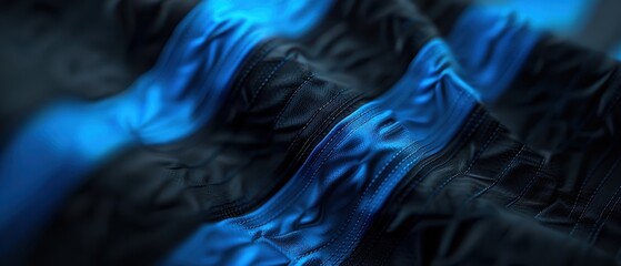 Blue Lives Matter Flag, vibrant closeup of a textured flag design, showcasing deep blue and bold black elements, symbolizing support for law enforcement and community unity