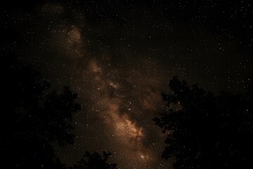 A dark night sky with stars and the Milky Way galaxy in view. 