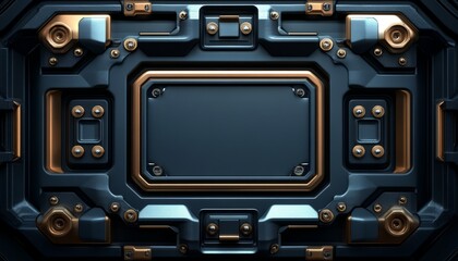 Abstract Metallic Panel with Gold Accents and Screws