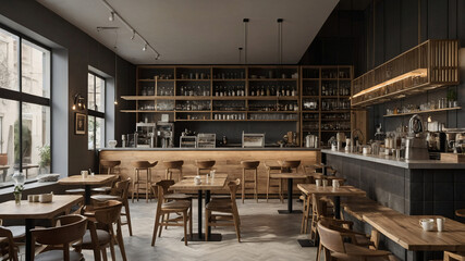 Luxury restaurant interior with tables and chairs in a stylish, modern design-7