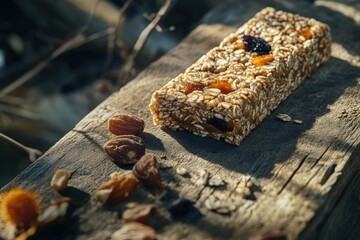 Muesli Bar Placed Next to Whole Ingredients