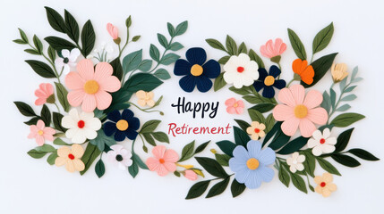 Floral arrangement for happy retirement celebration card design